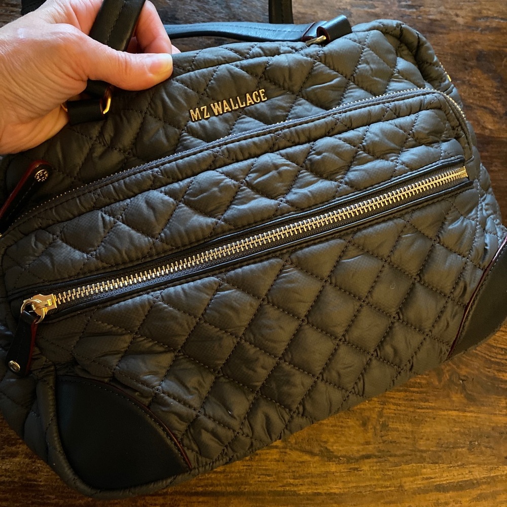MZ Wallace Crosby Magnet Grey Quilted Satchel